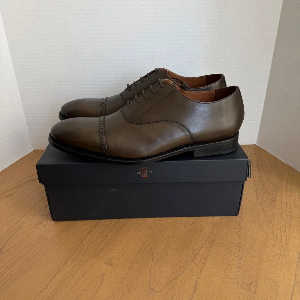 Allen Edmonds Brady Oxford Men Size 13D Olive Green Leather Cap Toe 5935